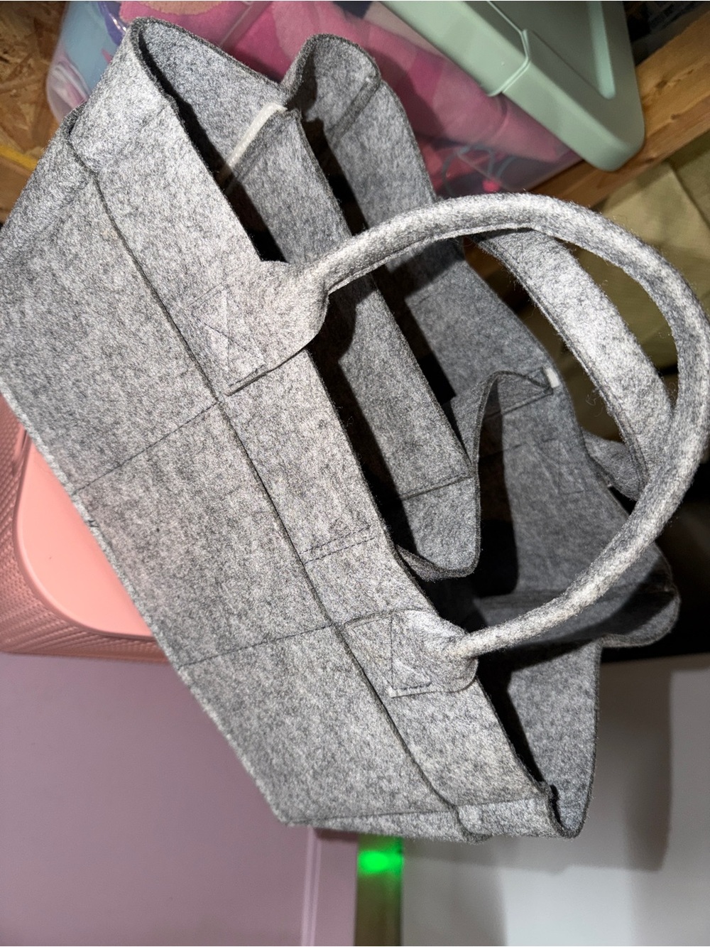 Gray Felt diaper caddy
